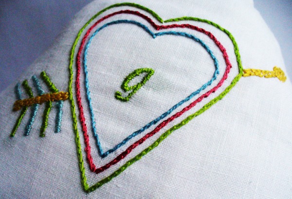 Arrowheart Hand-Embroidered Love Notes Pillow | Embroidery Download Free